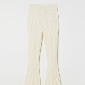 rib knit pants cream H&M
